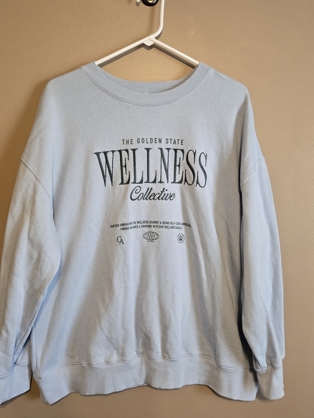 Old Navy Light Blue "Wellness Collective" Graphic Crewneck Sweatshirt